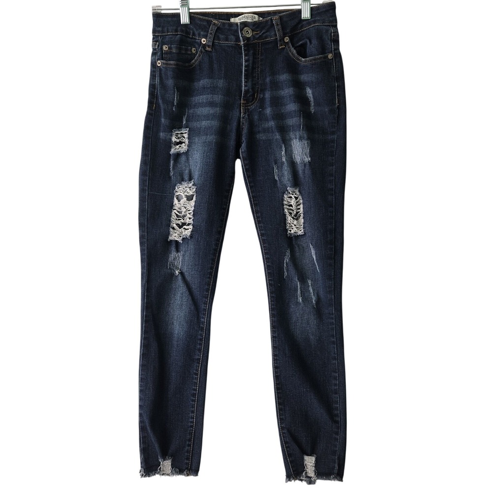 Muselooks Madison Womens 5 Distressed Dark Wash‎ Jeans Y2K Juniors Denim